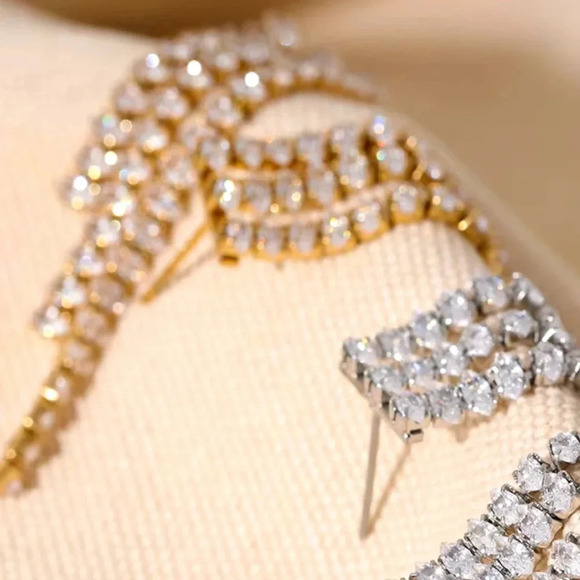 Diva Cubic Zirconia 18K Gold Stainless Steel Waterproof Earrings - Picture 8 of 9